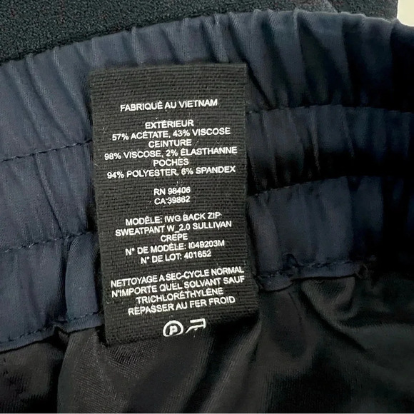 Theory Crepe Navy Blue Drawstring Waist Pull On Pants Zip Ankle Casual Size S - Picture 9 of 10